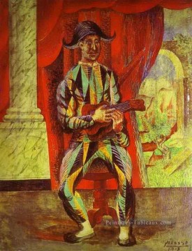 Arlequin à la guitare 1917 cubistes Peinture à l'huile